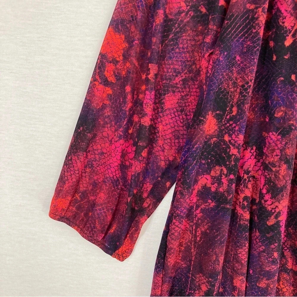 INC‎ International Concepts Pink Purple Abstract Print Round Neck Blouse 1X - Picture 3 of 9